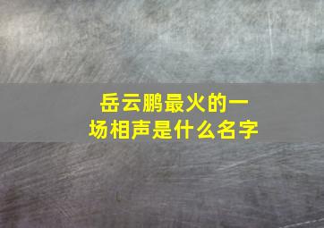 岳云鹏最火的一场相声是什么名字