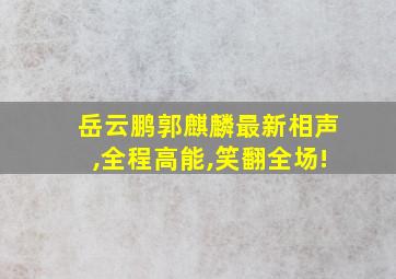 岳云鹏郭麒麟最新相声,全程高能,笑翻全场!