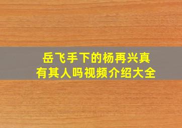 岳飞手下的杨再兴真有其人吗视频介绍大全