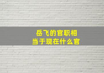 岳飞的官职相当于现在什么官