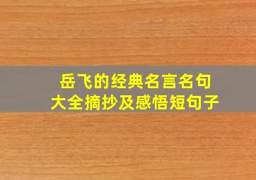 岳飞的经典名言名句大全摘抄及感悟短句子