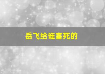 岳飞给谁害死的