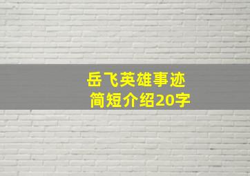 岳飞英雄事迹简短介绍20字