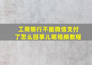 工商银行不能微信支付了怎么回事儿呢视频教程