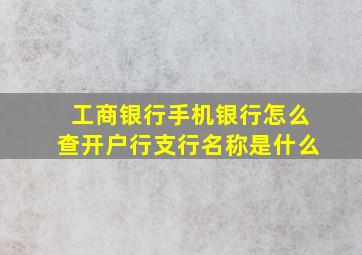 工商银行手机银行怎么查开户行支行名称是什么