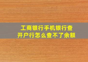 工商银行手机银行查开户行怎么查不了余额