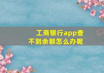 工商银行app查不到余额怎么办呢