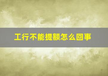 工行不能提额怎么回事