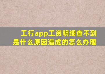 工行app工资明细查不到是什么原因造成的怎么办理