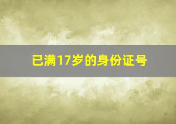 已满17岁的身份证号