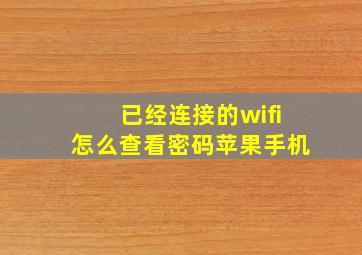 已经连接的wifi怎么查看密码苹果手机