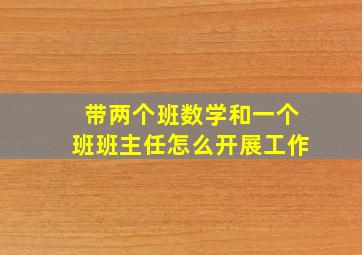 带两个班数学和一个班班主任怎么开展工作