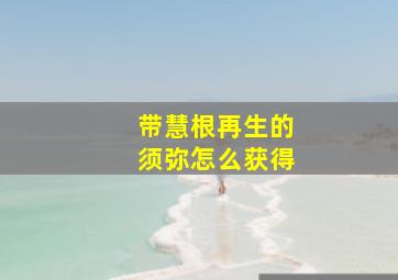 带慧根再生的须弥怎么获得