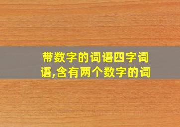 带数字的词语四字词语,含有两个数字的词