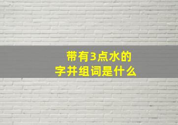 带有3点水的字并组词是什么