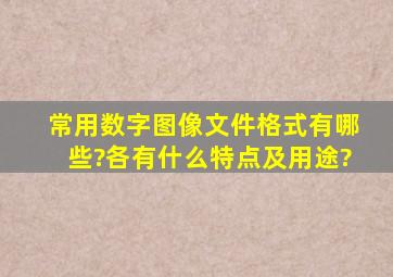 常用数字图像文件格式有哪些?各有什么特点及用途?