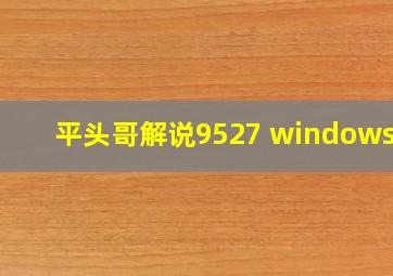 平头哥解说9527 windows11