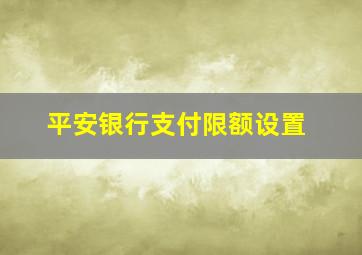 平安银行支付限额设置