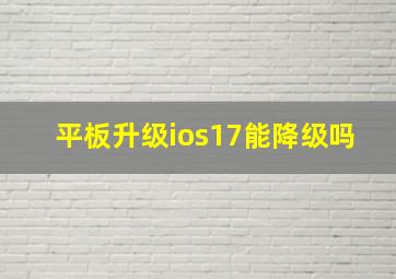 平板升级ios17能降级吗