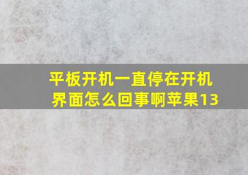 平板开机一直停在开机界面怎么回事啊苹果13