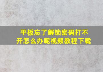 平板忘了解锁密码打不开怎么办呢视频教程下载