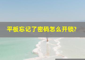 平板忘记了密码怎么开锁?