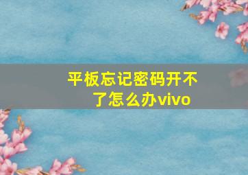 平板忘记密码开不了怎么办vivo