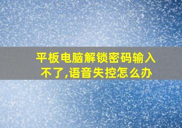 平板电脑解锁密码输入不了,语音失控怎么办