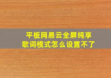 平板网易云全屏纯享歌词模式怎么设置不了