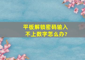 平板解锁密码输入不上数字怎么办?