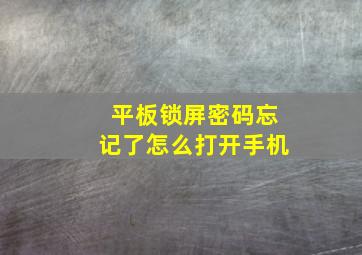 平板锁屏密码忘记了怎么打开手机