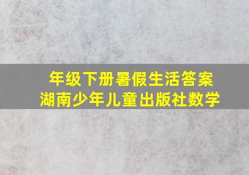 年级下册暑假生活答案湖南少年儿童出版社数学