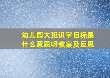 幼儿园大班识字目标是什么意思呀教案及反思