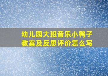 幼儿园大班音乐小鸭子教案及反思评价怎么写