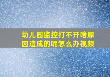 幼儿园监控打不开啥原因造成的呢怎么办视频