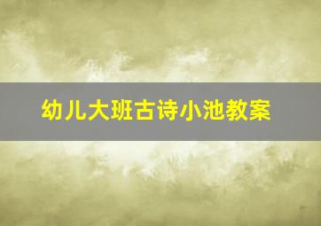 幼儿大班古诗小池教案