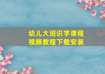 幼儿大班识字课程视频教程下载安装