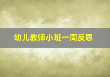 幼儿教师小班一周反思