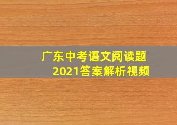 广东中考语文阅读题2021答案解析视频