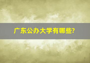 广东公办大学有哪些?