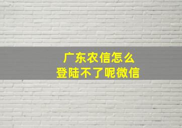 广东农信怎么登陆不了呢微信