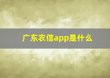 广东农信app是什么