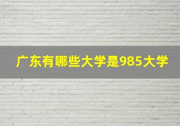 广东有哪些大学是985大学