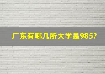 广东有哪几所大学是985?