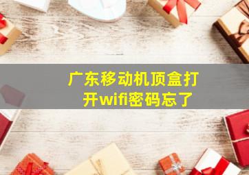 广东移动机顶盒打开wifi密码忘了