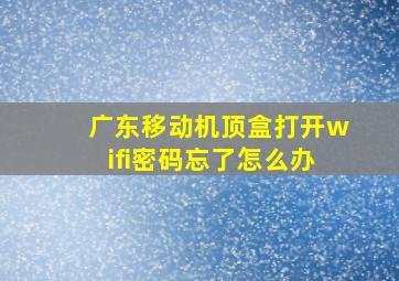 广东移动机顶盒打开wifi密码忘了怎么办