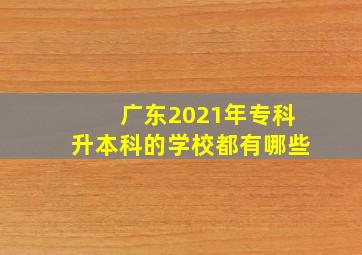 广东2021年专科升本科的学校都有哪些