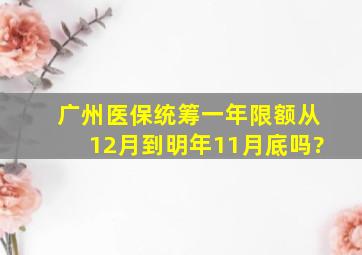 广州医保统筹一年限额从12月到明年11月底吗?