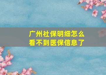 广州社保明细怎么看不到医保信息了