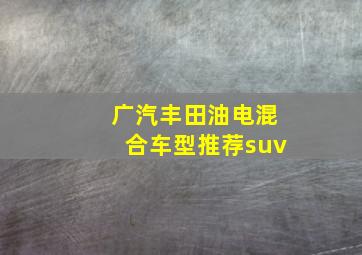 广汽丰田油电混合车型推荐suv